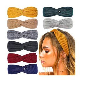 Hair Bands for Girls Criss Cross Turban Plain Headwrap Solid Color, 8Pcs